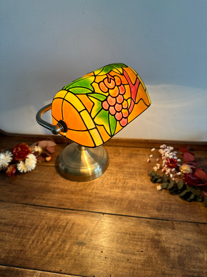 Lampe de notaire style tiffany's pâte de verre colorée