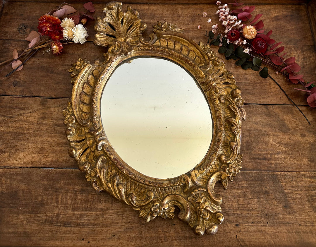 Miroir en bois et stuc 19ème style rococo