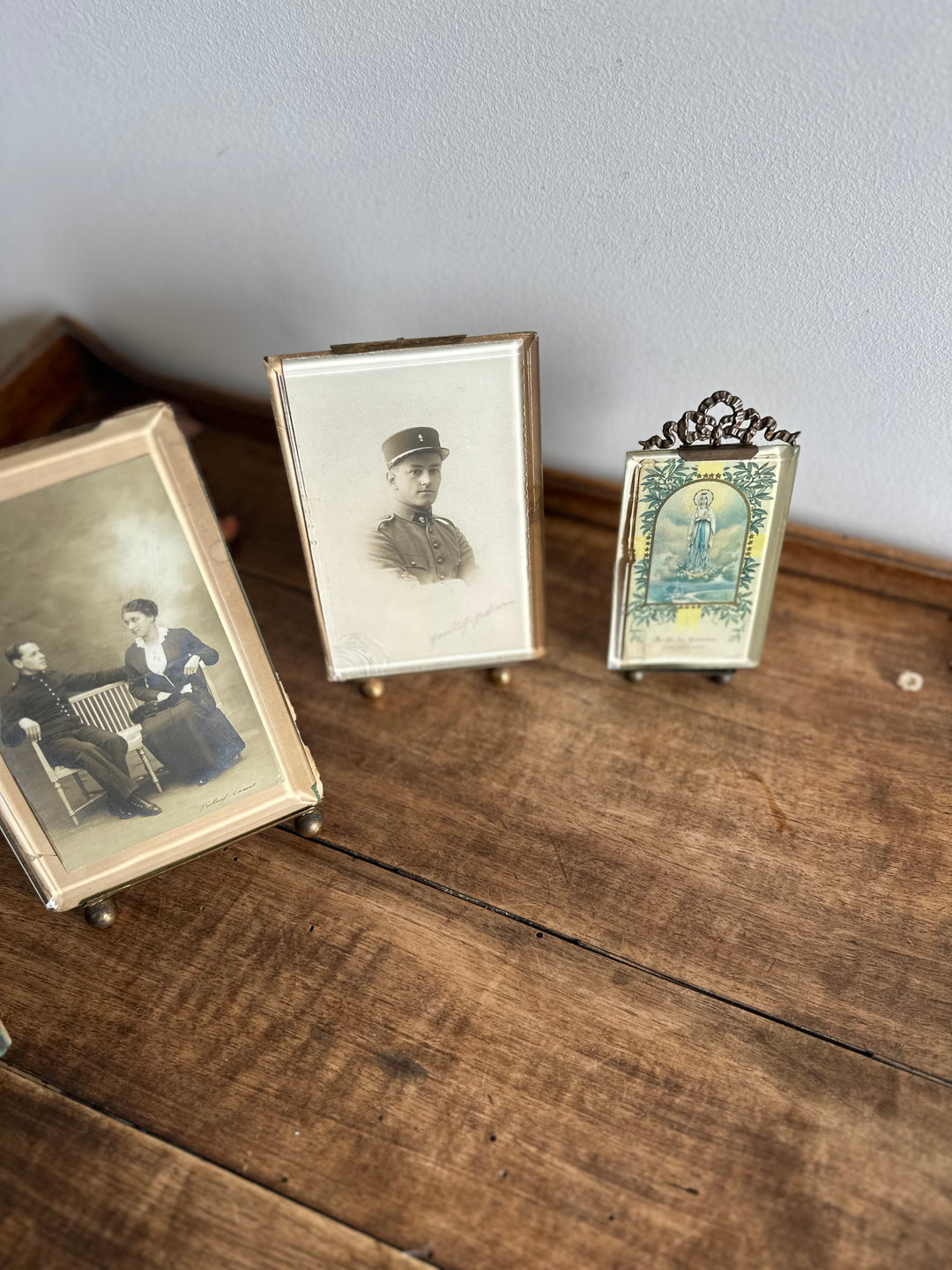 Cadres photos en laiton et verre biseauté époque Napoléon III