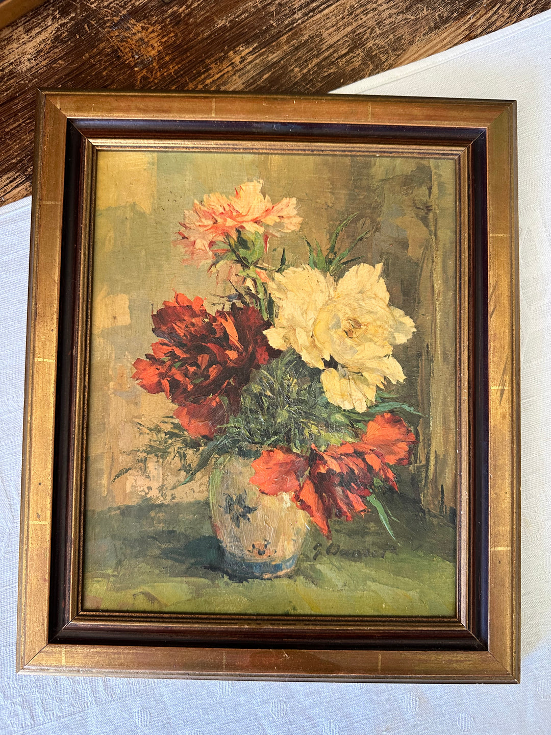 Peintures florales signées encadrées années 80