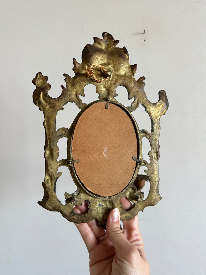 Miroir baroque en bronze bougeoirs amovibles