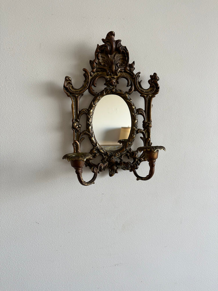 Miroir baroque en bronze bougeoirs amovibles