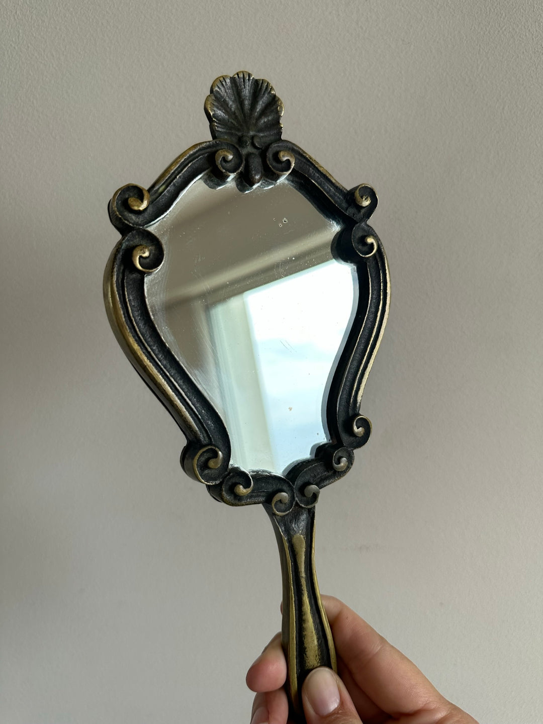 Miroir à main à poser en bronze