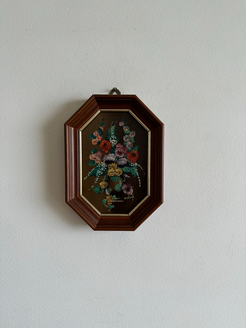 Broche émaux Signée GH Bouquet De Fleurs Moderniste - Occasion, Or Et Mordoré