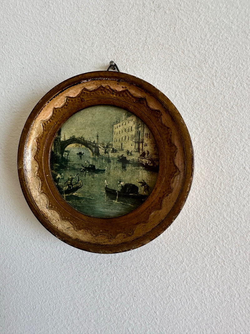 Médaillon en bois florentin Canaux de Venise