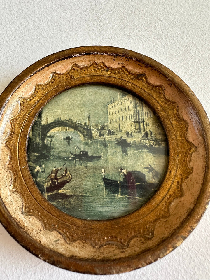 Médaillon en bois florentin Canaux de Venise