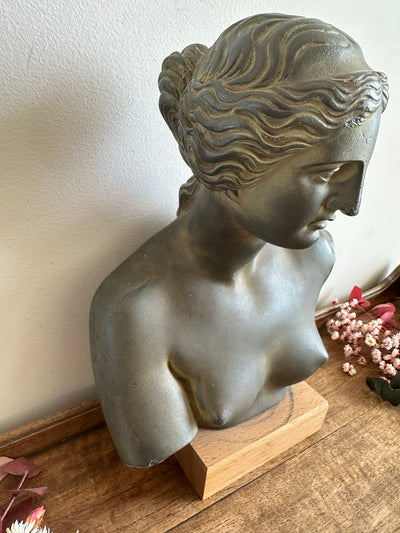 Buste d'Aphrodite en plâtre socle en bois