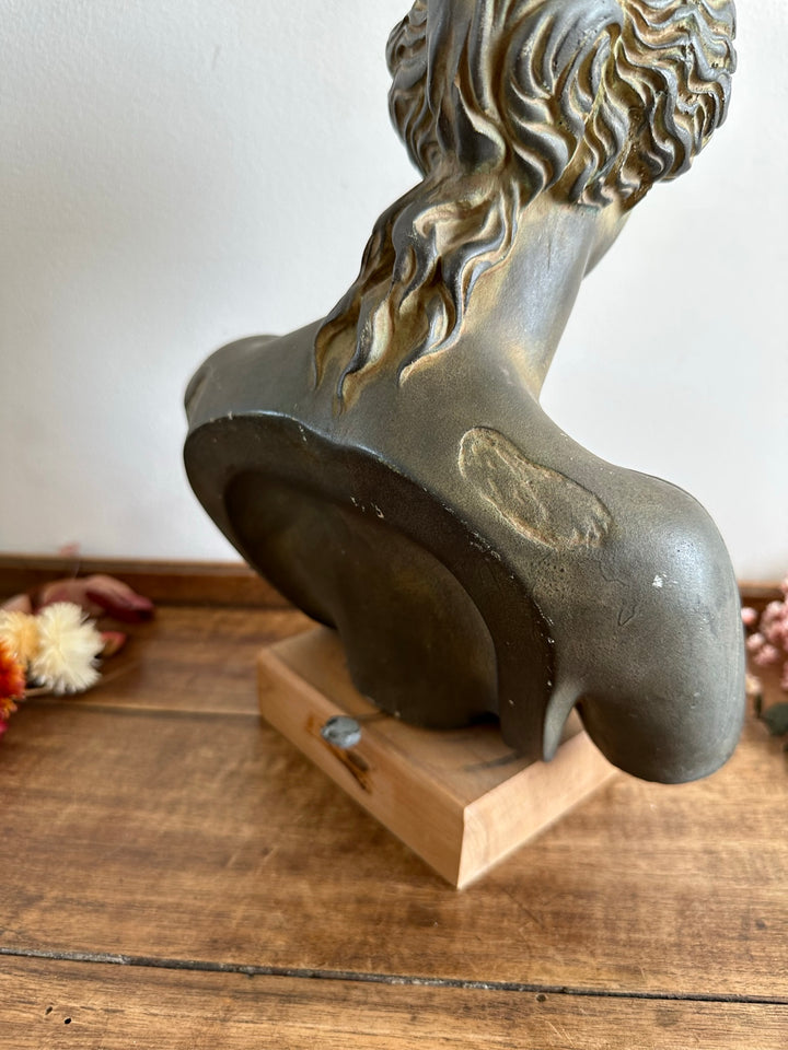 Buste d'Aphrodite en plâtre socle en bois