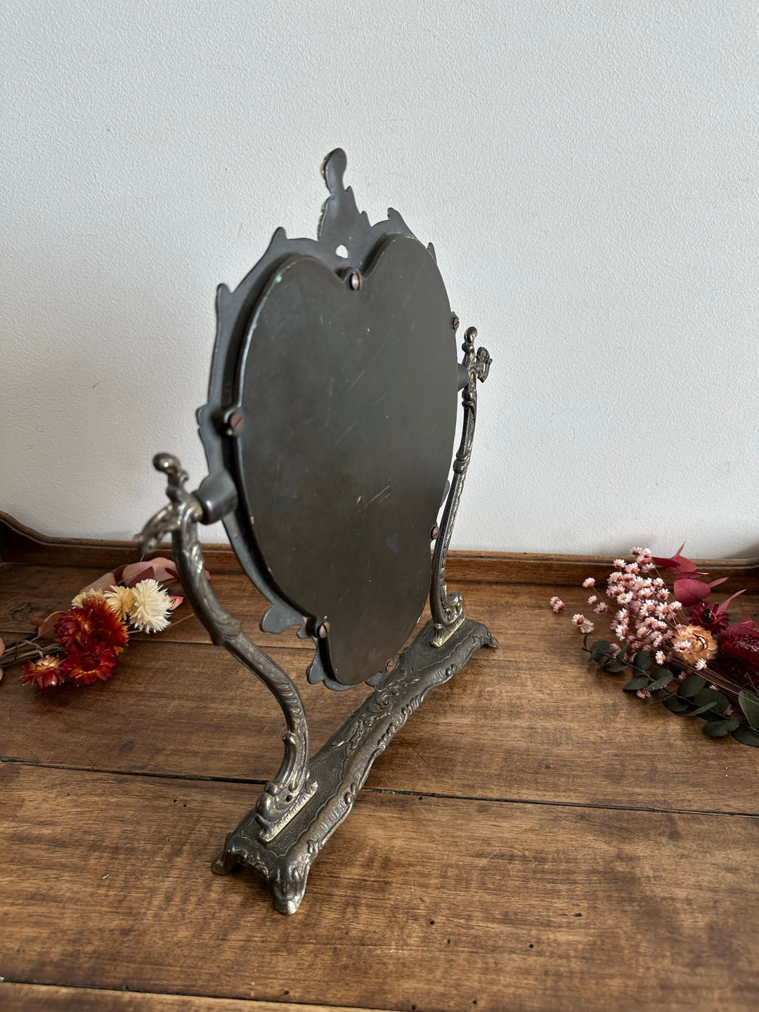 Miroir psyché en laiton et bronze à poser