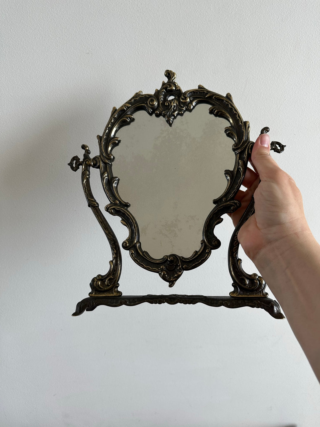 Miroir psyché en laiton et bronze à poser