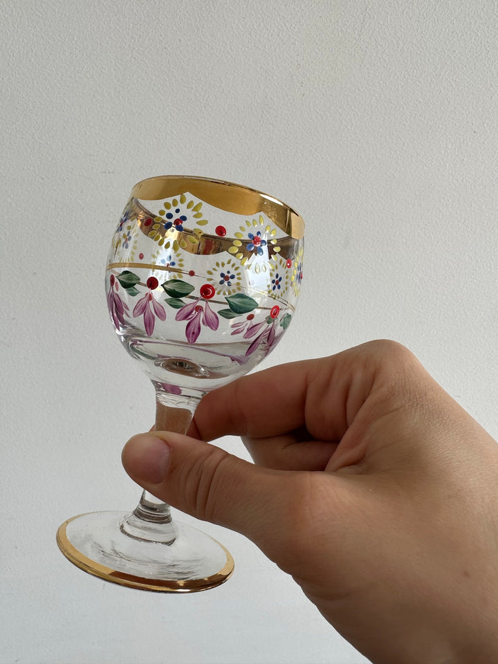 Verres à vin et à eau galon doré peints à la main