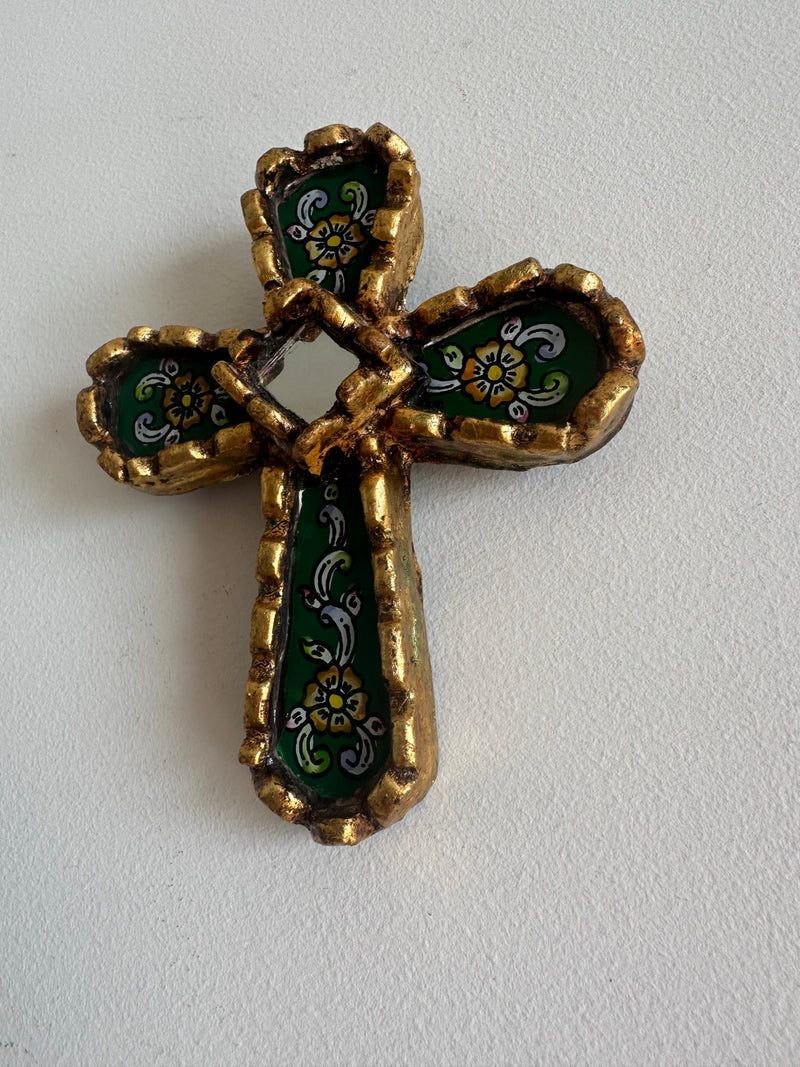 Croix en bois émaillé péruvienne