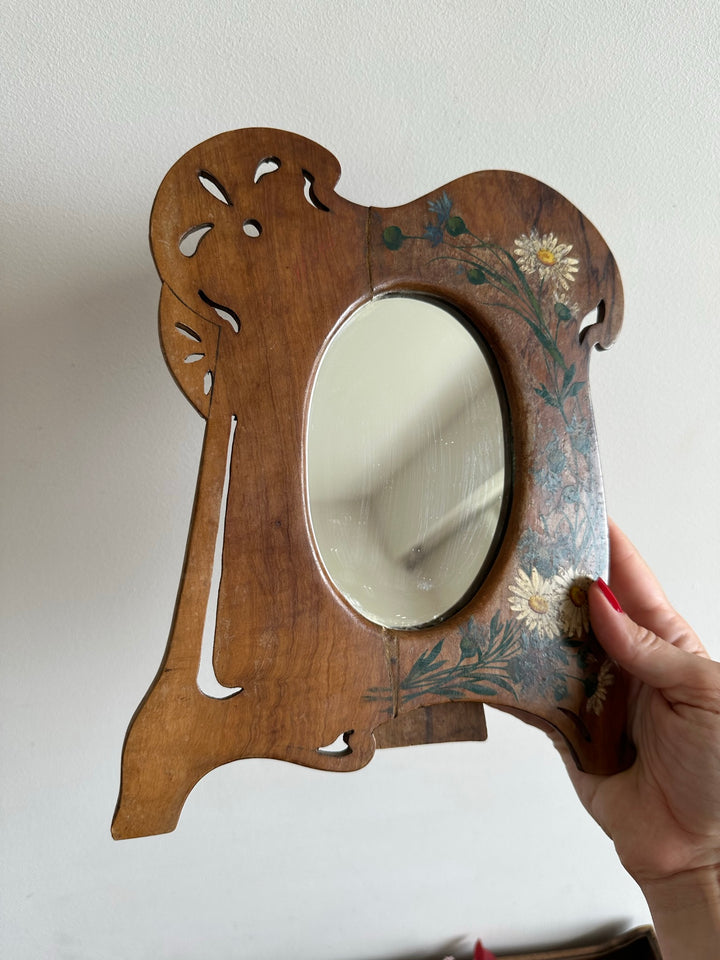 Miroir à poser en bois d'olivier Art déco