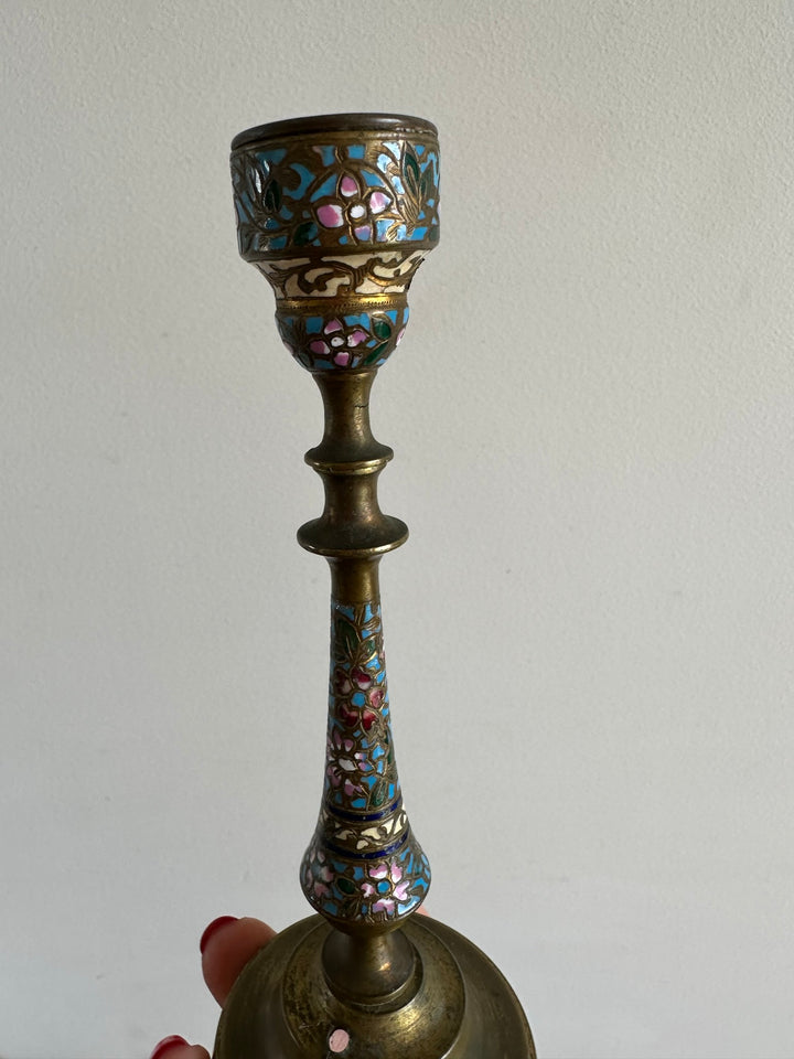 Bougeoir en laiton cloisonné XIX ème