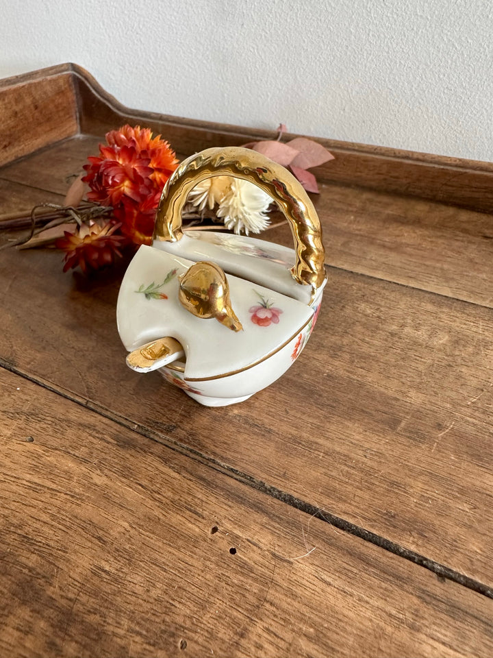 Pots à condiments en porcelaine de Limoges moutarde sel et poivre