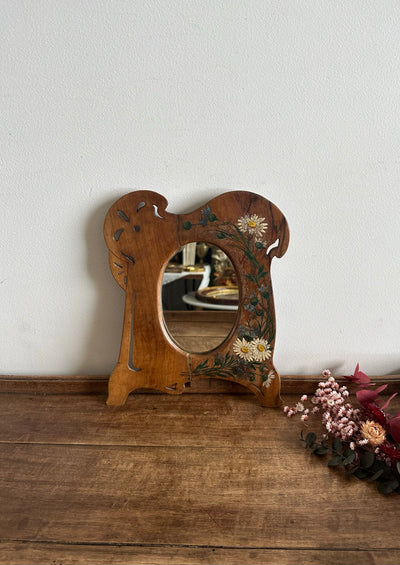 Miroir à poser en bois d'olivier Art déco