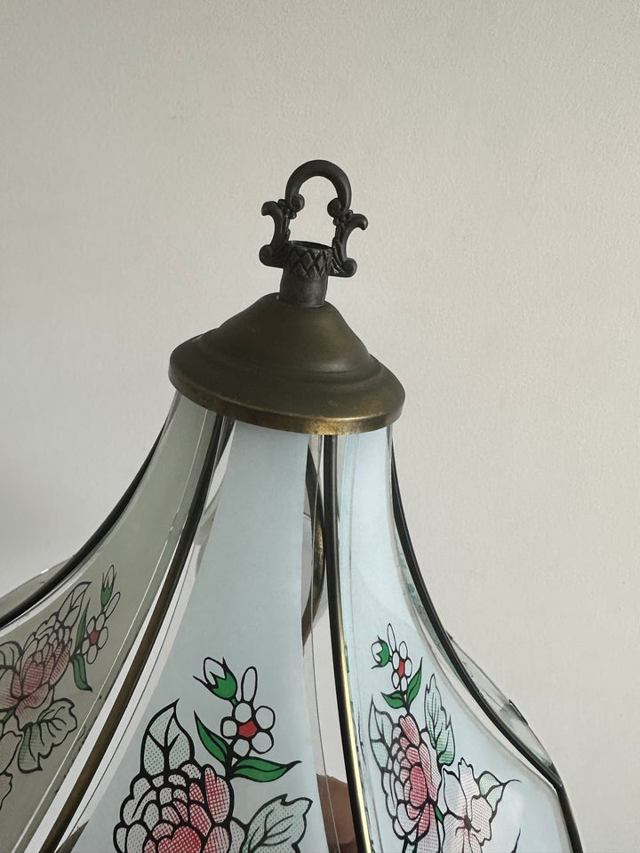 Lampe style tiffany en laiton et globe convexe années 60