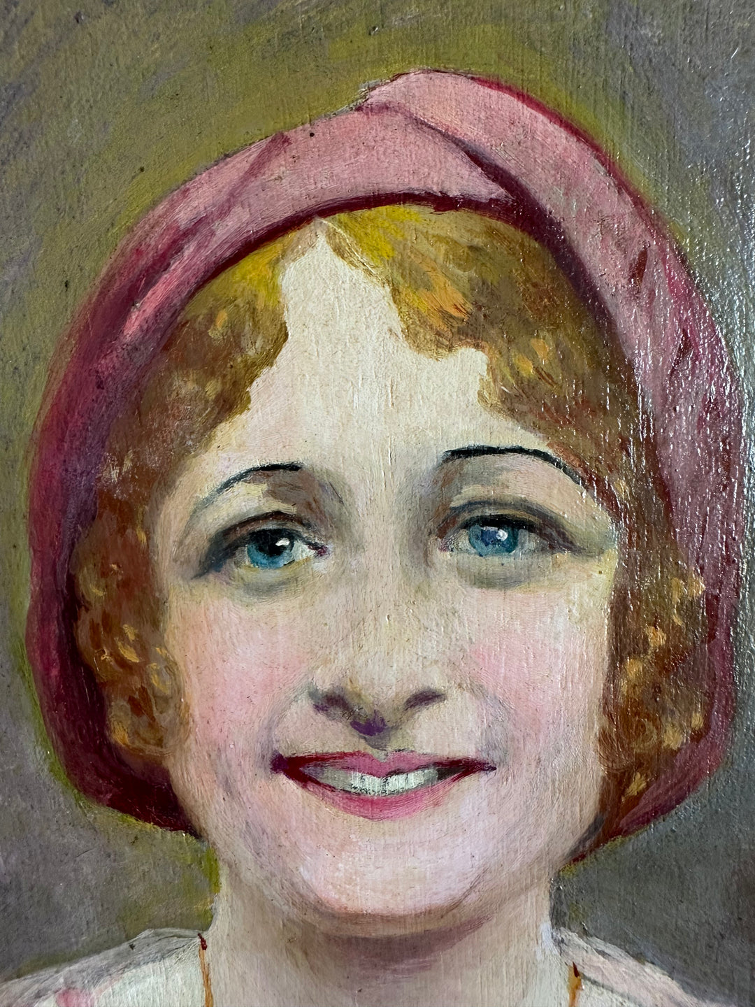 Portrait jeune femme au chapeau rose années 1900