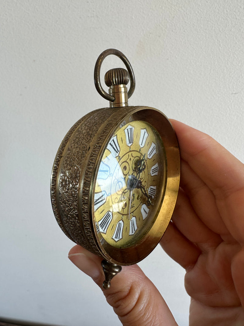 Réveil Mécanique Vintage Globe - Laiton Doré - Allemagne - Fonctionne - Voir Vidéo