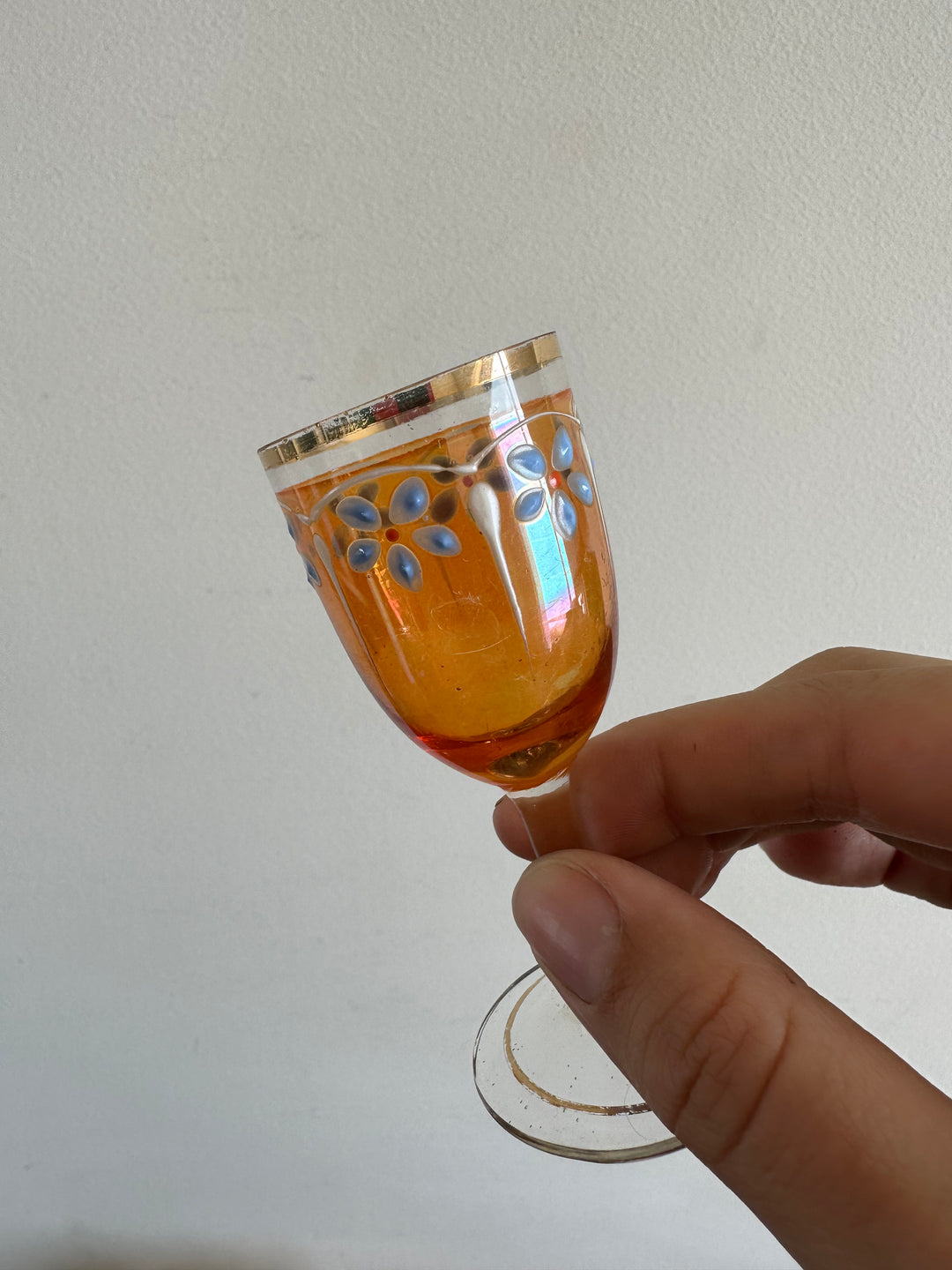 Verres à liqueur sur pied décorés main