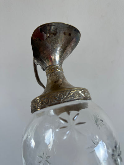 Carafe en verre et métal argenté liqueur de Bologne