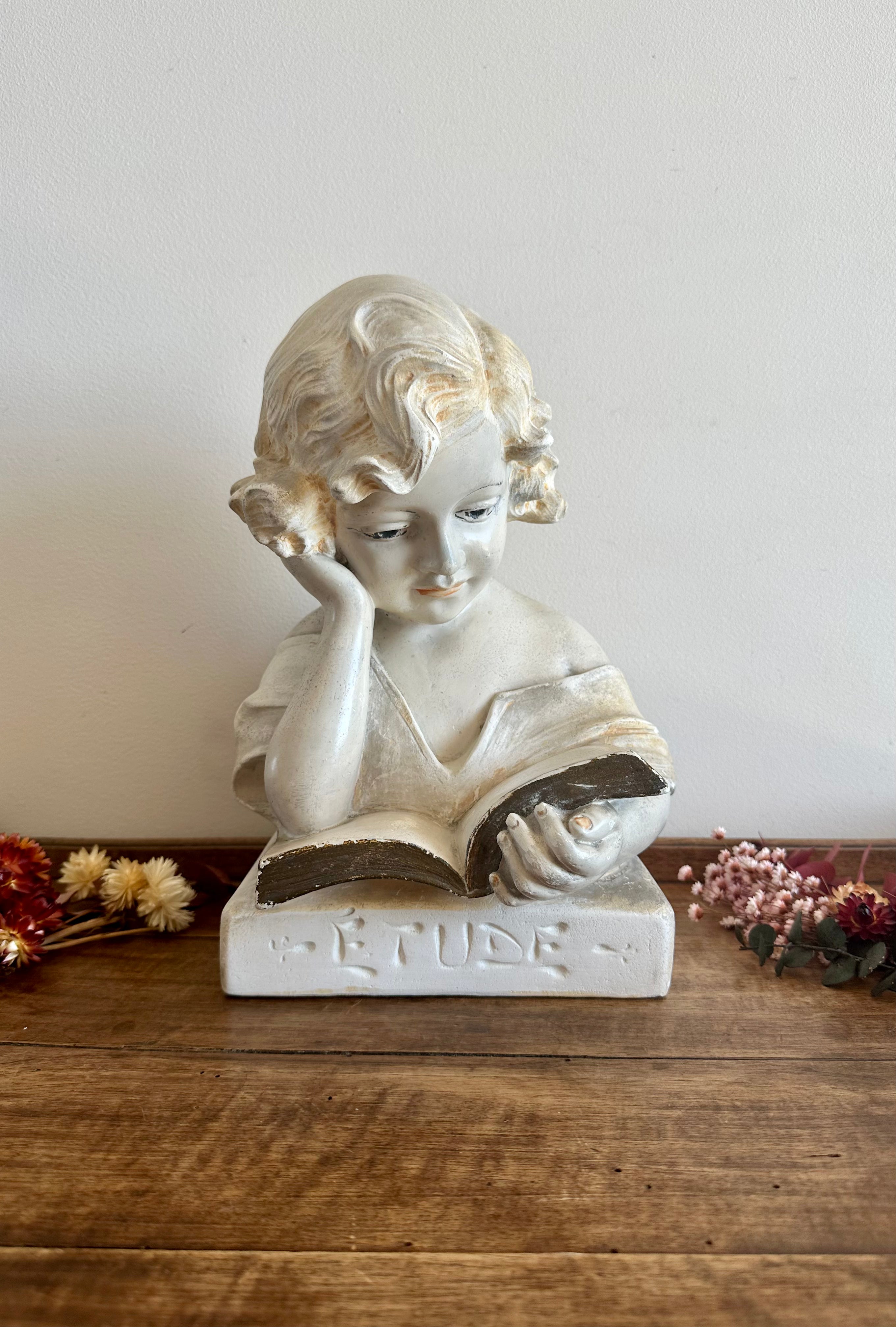 Statue Salvetti Pierrot Et Pierrette En Plâtre - 28 Cm - Déco Vintage Années 60/70 - BE