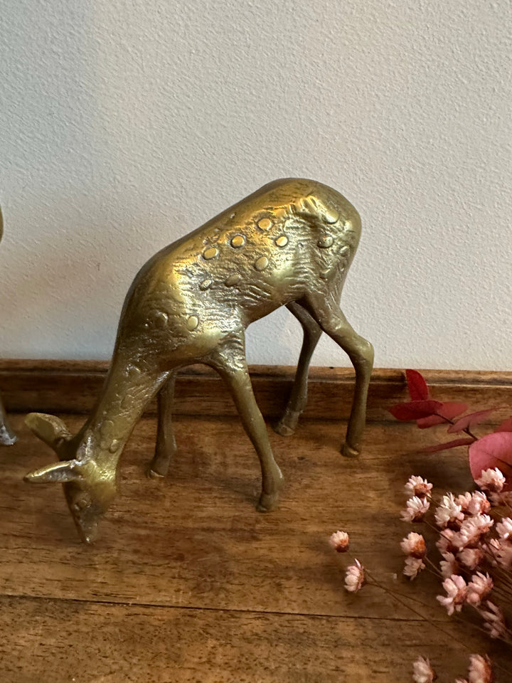 Cerf et biche en laiton doré