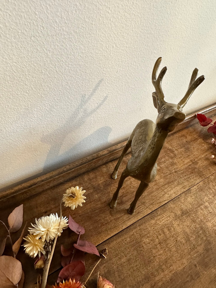 Cerf et biche en laiton doré