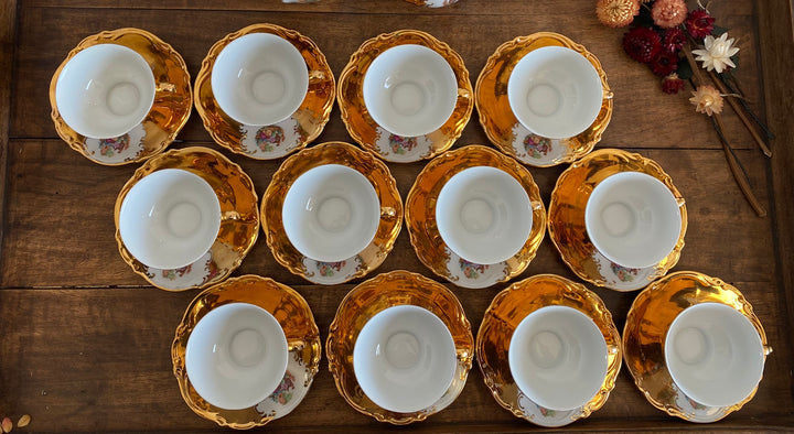 Service à café en porcelaine Bavaria modèle Tirschen doré