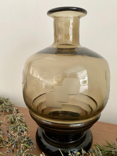Vase rétro en verre fumé
