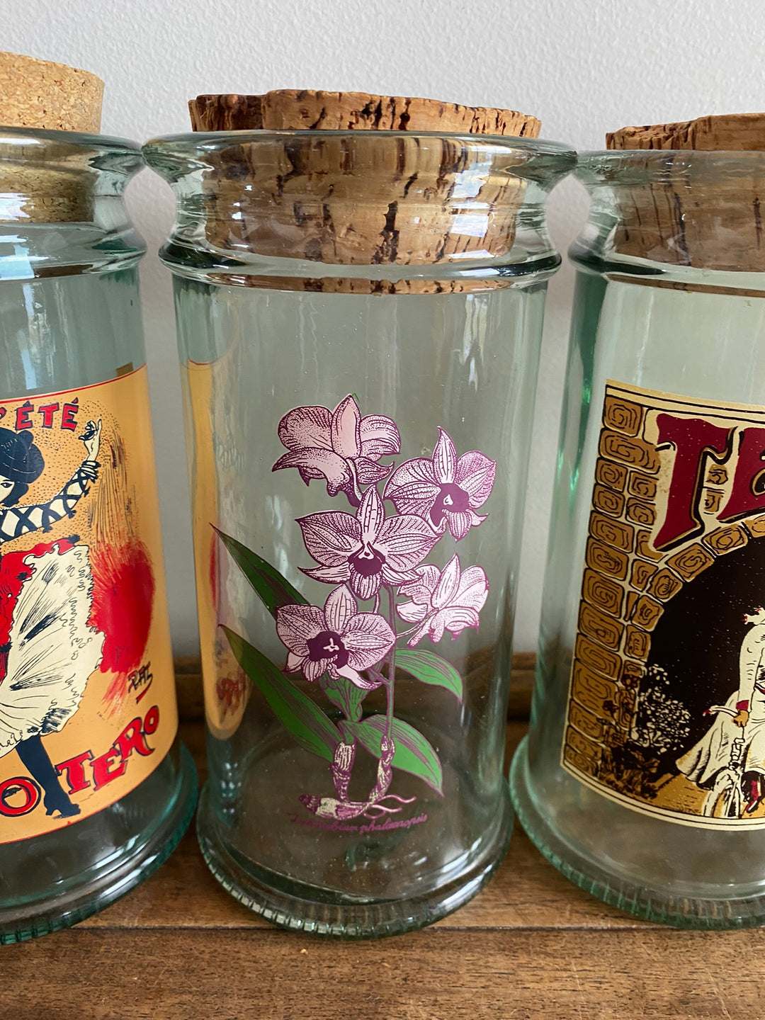 Bocaux en verre publicitaires vintage bouchon en liège