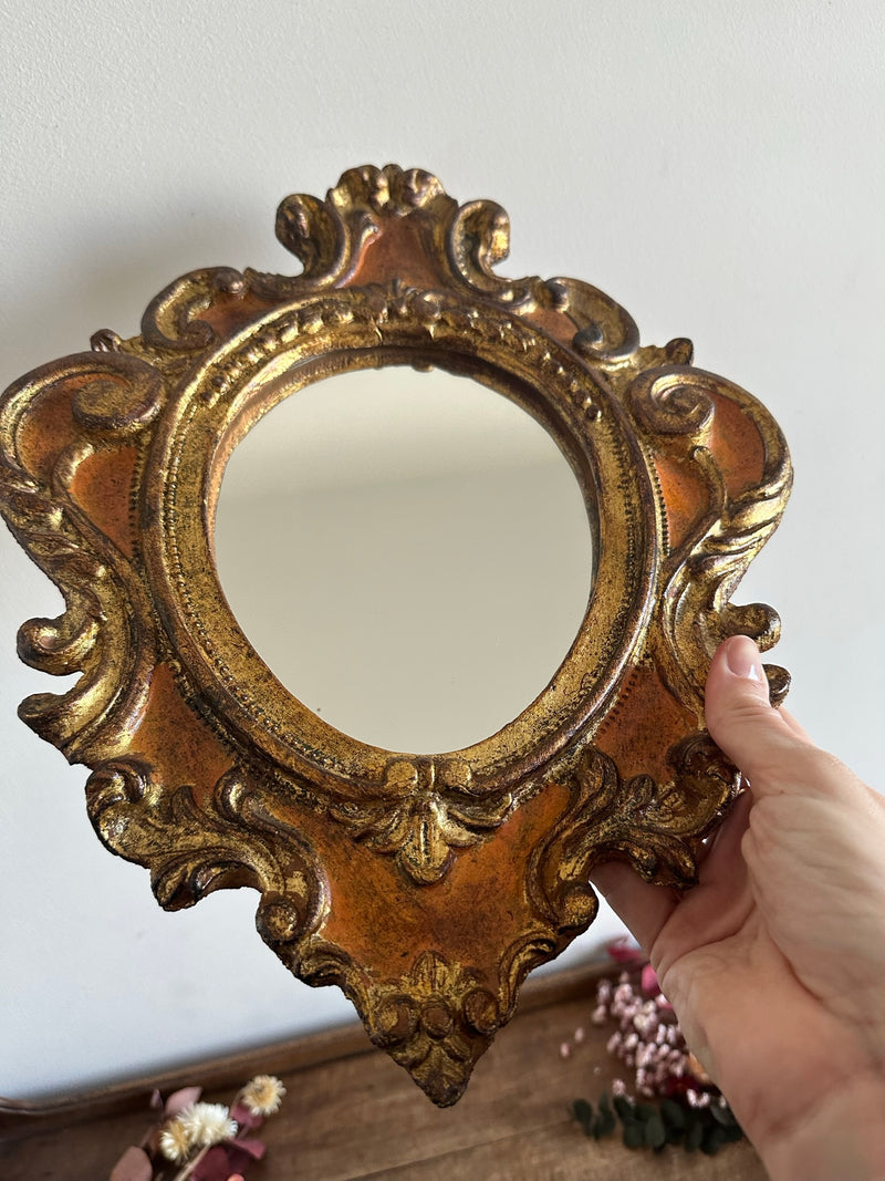 Miroir florentin or et orange années 50