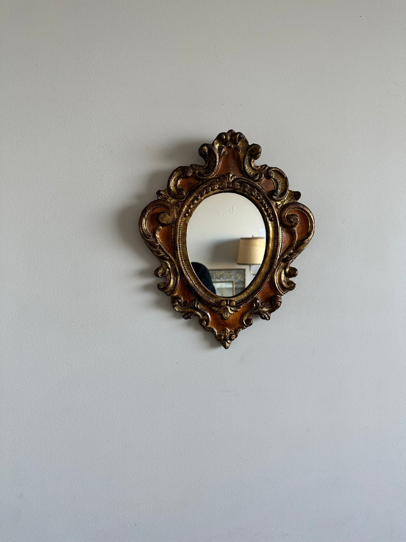 Miroir florentin or et orange années 50