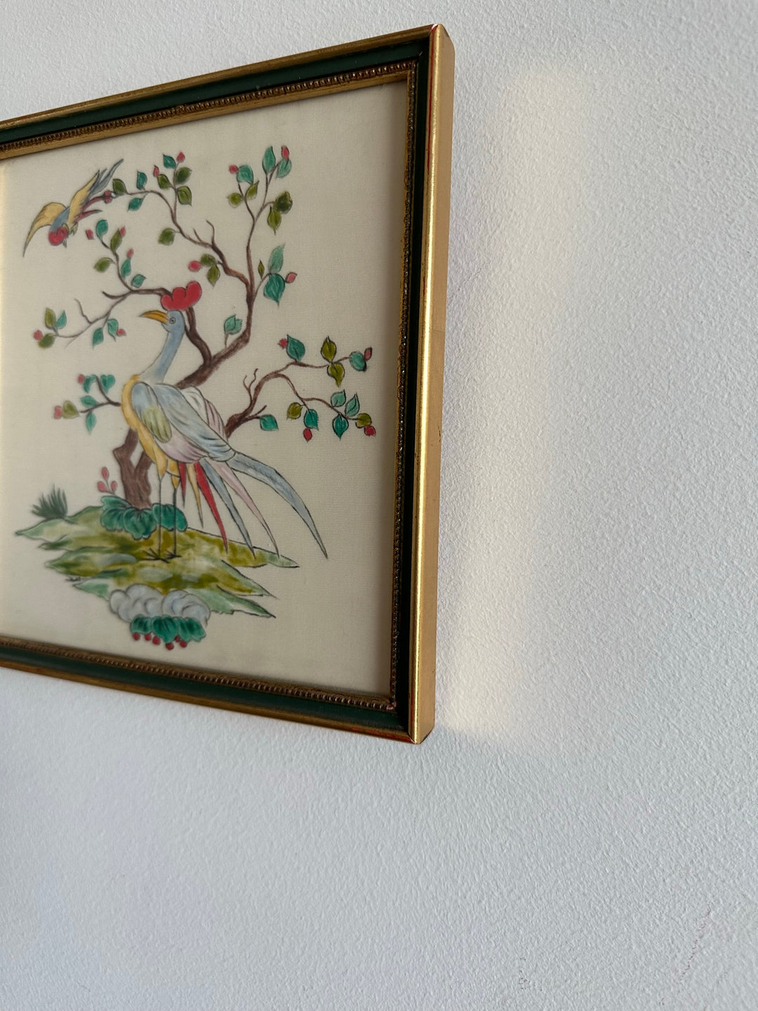 Aquarelle sur soie motifs oiseaux