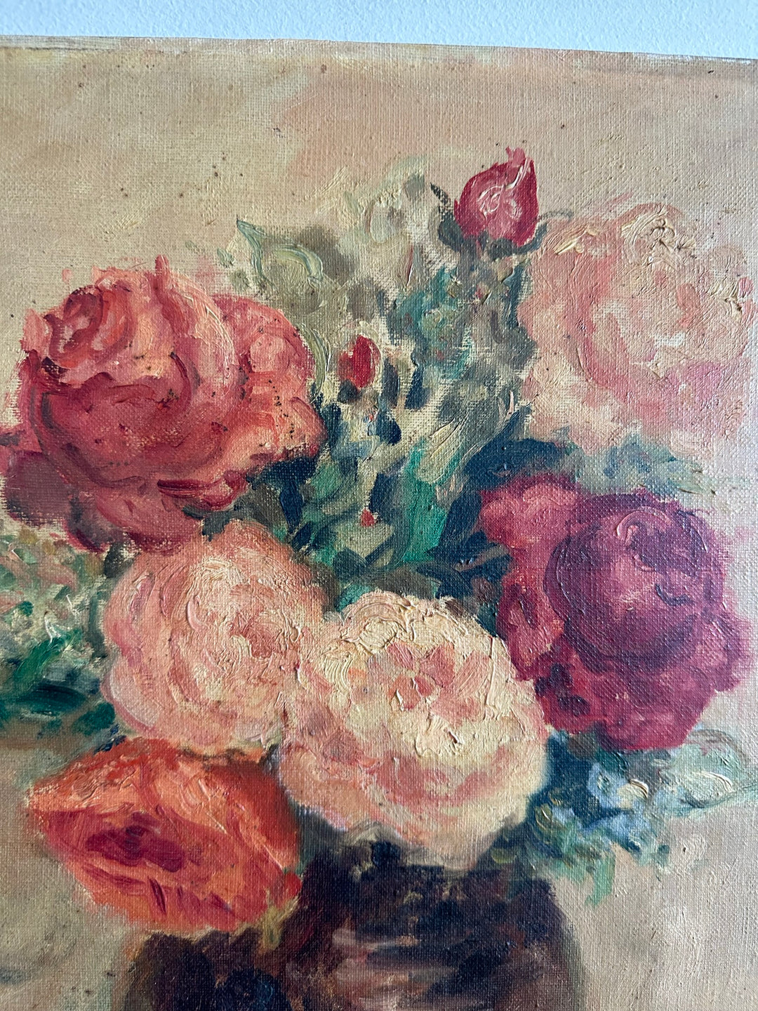 Peinture bouquet de fleurs sur toile signée  M. Lebaron