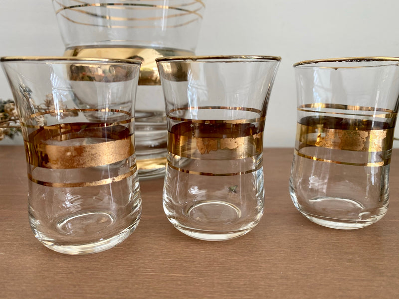 Set à liqueur en verre avec dorures