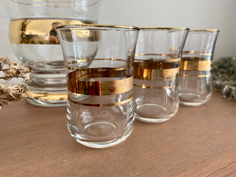 Set à liqueur en verre avec dorures