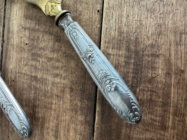 Couverts de service pelle et cuillère en argent et vermeille