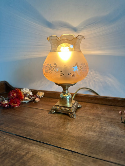 Lampe de chevet tulipe en verre givré