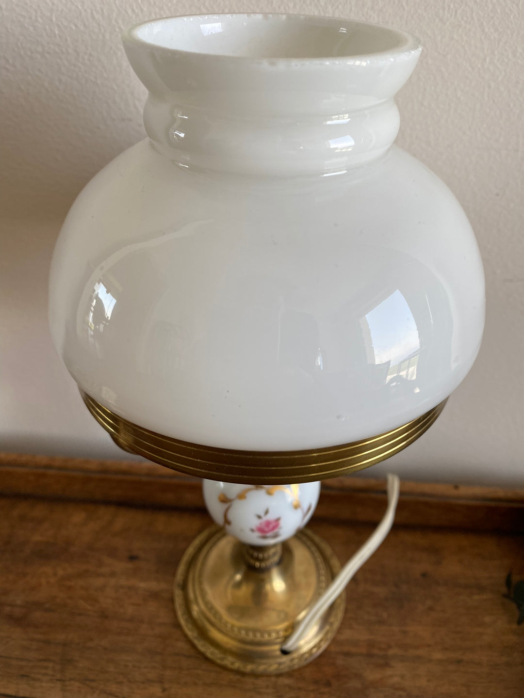 Lampe porcelaine laiton et opaline