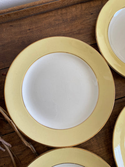 Assiettes à dessert l'Amandinoise blanches et jaunes pastel