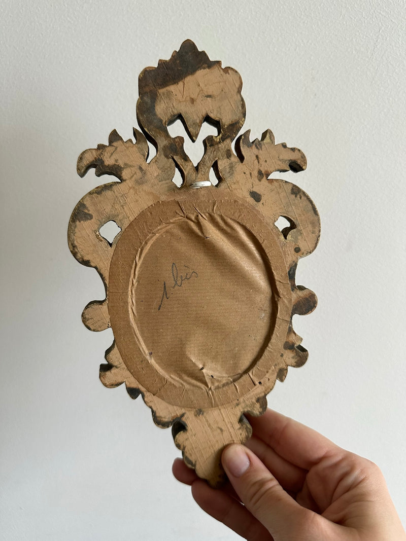 Miroir rococo en bois doré à la feuille d’or taille S