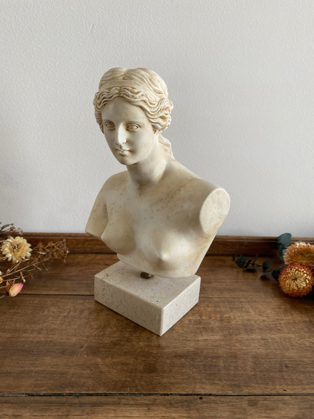 Buste de jeune femme en plâtre inspiration Venus de Milo