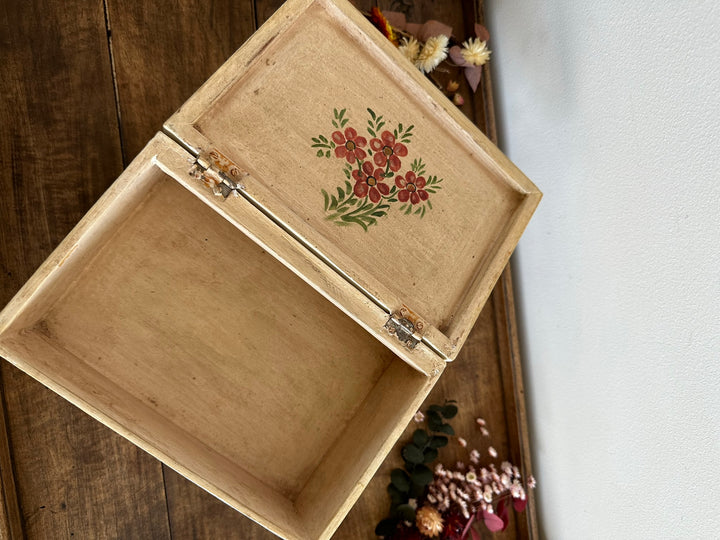 Coffret à bijoux en bois et stuc peint à la main 2 tiroirs