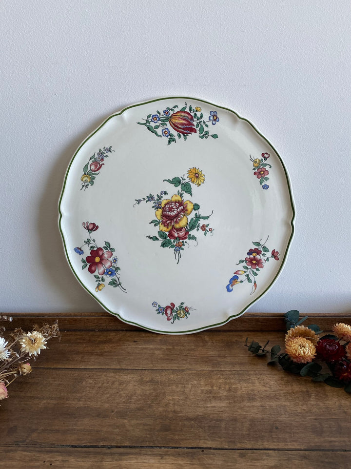 Plat de service Villeroy & Boch fleurs vertes rouges et jaunes