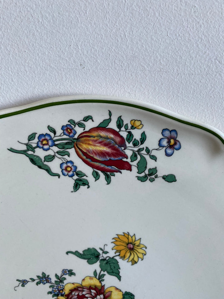 Plat de service Villeroy & Boch fleurs vertes rouges et jaunes