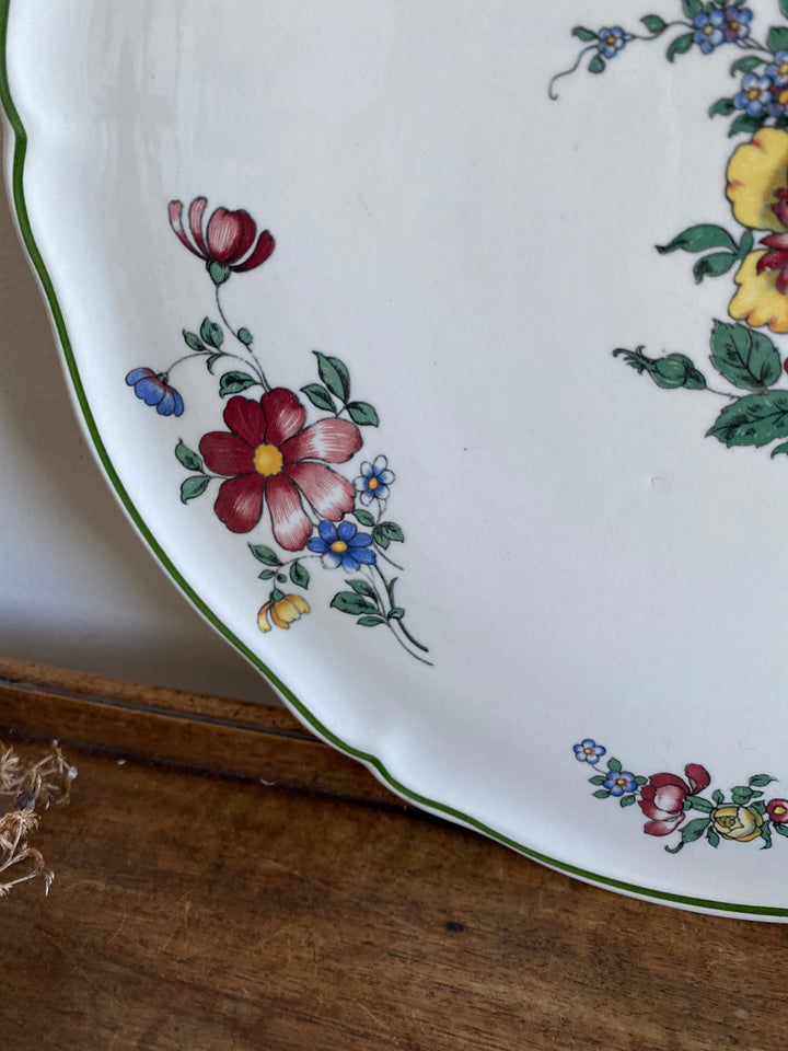 Plat de service Villeroy & Boch fleurs vertes rouges et jaunes