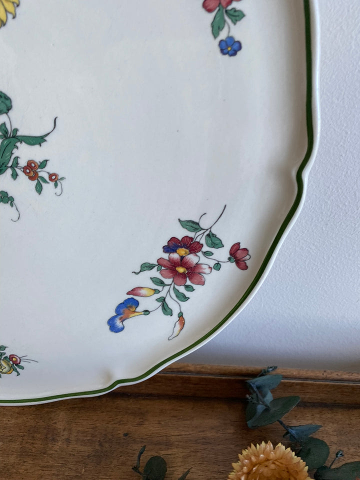 Plat de service Villeroy & Boch fleurs vertes rouges et jaunes