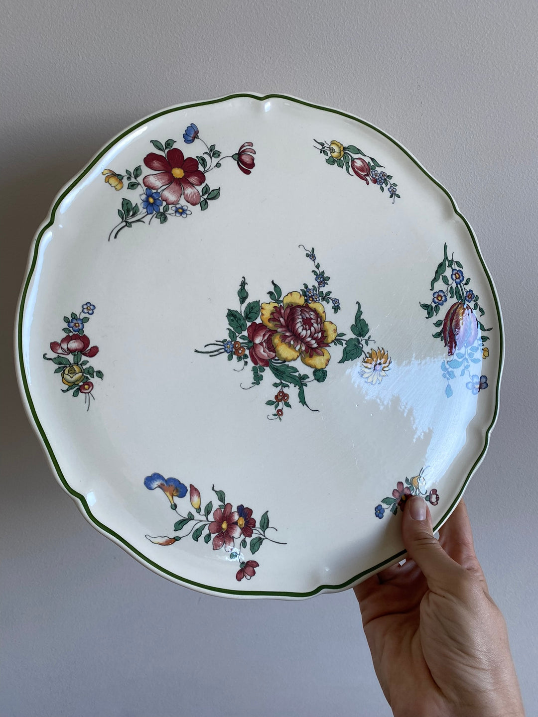 Plat de service Villeroy & Boch fleurs vertes rouges et jaunes