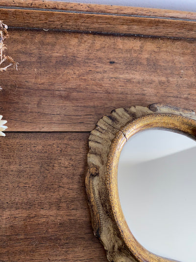 Miroir à main florentin en bois décoré